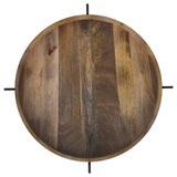 Adhvik Round End Side Table Marble Shelf Natural and Black | Full | Multi | Natural | 931218