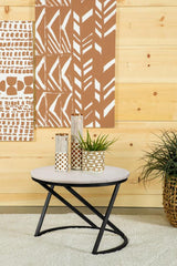 Miguel Round Marble Top Coffee Table White and Black | King | White | White Marble | 931227