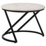 Miguel Round Marble Top Coffee Table White and Black | King | White | White Marble | 931227