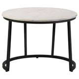 Miguel Round Marble Top Coffee Table White and Black | King | White | White Marble | 931227