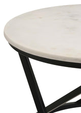 Miguel Round Marble Top Coffee Table White and Black | King | White | White Marble | 931227