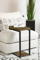 Beck Engineered Wood C-Shape Sofa Side Table Antique Nutmeg | Brown | Rustic Nutmeg | 931246