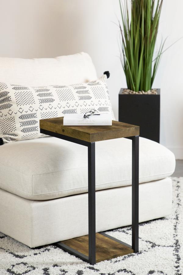 Beck Engineered Wood C-Shape Sofa Side Table Antique Nutmeg | Brown | Rustic Nutmeg | 931246