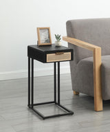 Amherst 1-drawer Radio Weave Cane Metal Side Table Black | Black | 931631