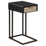 Amherst 1-drawer Radio Weave Cane Metal Side Table Black | Black | 931631
