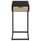 Amherst 1-drawer Radio Weave Cane Metal Side Table Black | Black | 931631
