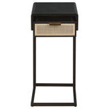 Amherst 1-drawer Radio Weave Cane Metal Side Table Black | Black | 931631