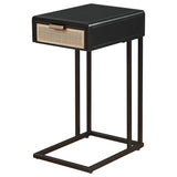 Amherst 1-drawer Radio Weave Cane Metal Side Table Black | Black | 931631