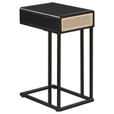 Amherst 1-drawer Radio Weave Cane Metal Side Table Black | Black | 931631