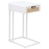 Amherst 1-drawer Radio Weave Cane Metal Side Table White | White | 931632