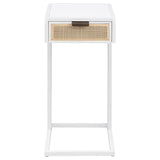 Amherst 1-drawer Radio Weave Cane Metal Side Table White | White | 931632