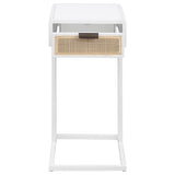 Amherst 1-drawer Radio Weave Cane Metal Side Table White | White | 931632
