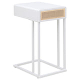 Amherst 1-drawer Radio Weave Cane Metal Side Table White | White | 931632