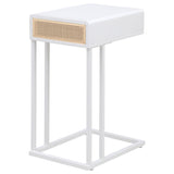 Amherst 1-drawer Radio Weave Cane Metal Side Table White | White | 931632