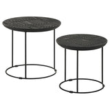 Loannis 2-piece Round Mango Wood Nesting Table Matte Black | King | Black | Matte Black | 935842