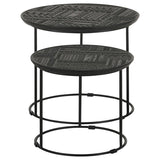 Loannis 2-piece Round Mango Wood Nesting Table Matte Black | King | Black | Matte Black | 935842