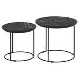Loannis 2-piece Round Mango Wood Nesting Table Matte Black | King | Black | Matte Black | 935842