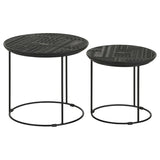 Loannis 2-piece Round Mango Wood Nesting Table Matte Black | King | Black | Matte Black | 935842