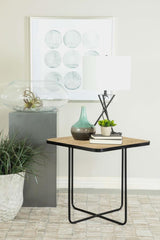Elyna Square Stone Top Accent Side Table Beige | King | Black | Beige | 935855