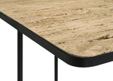 Elyna Square Stone Top Accent Side Table Beige | King | Black | Beige | 935855