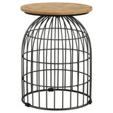 Bernardo Round Wire Frame Side Table Natural and Gunmetal | Grey | Gunmetal | 935860