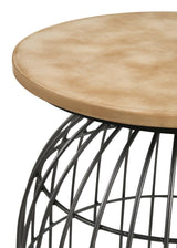 Bernardo Round Wire Frame Side Table Natural and Gunmetal | Grey | Gunmetal | 935860