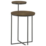 Yael Round Mango Wood Accent Side Table Natural and Gunmetal | Full | Brown | Natural | 935980