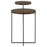 Yael Round Mango Wood Accent Side Table Natural and Gunmetal | Full | Brown | Natural | 935980