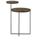Yael Round Mango Wood Accent Side Table Natural and Gunmetal | Full | Brown | Natural | 935980