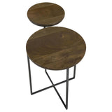 Yael Round Mango Wood Accent Side Table Natural and Gunmetal | Full | Brown | Natural | 935980
