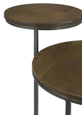 Yael Round Mango Wood Accent Side Table Natural and Gunmetal | Full | Brown | Natural | 935980
