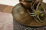 Aurora Round Drum Base Accent Side Table Natural and Black | King | Brown | Black | 935990