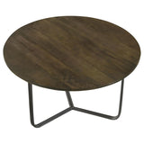 Yaritza Round Mango Wood Coffee Table Natural and Gunmetal | Brown | Natural | 935995