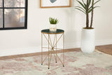 Eliska Round Green Marble Top Accent Side Table Antique Gold | King | Gold | Green Marble | 936061