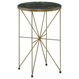Eliska Round Green Marble Top Accent Side Table Antique Gold | King | Gold | Green Marble | 936061