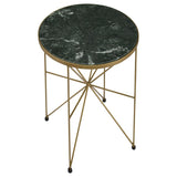 Eliska Round Green Marble Top Accent Side Table Antique Gold | King | Gold | Green Marble | 936061