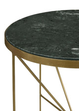 Eliska Round Green Marble Top Accent Side Table Antique Gold | King | Gold | Green Marble | 936061