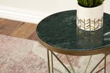 Eliska Round Green Marble Top Accent Side Table Antique Gold | King | Gold | Green Marble | 936061