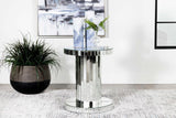 Dorielle Round Mirrored Acrylic Crystal Side Table Silver | Full | Silver | Mirror | 936125