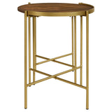 Malka 2-piece Round Wood Nesting Table Dark Brown and Gold | Brown | Gold | 936168