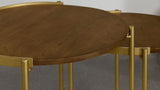 Malka 2-piece Round Wood Nesting Table Dark Brown and Gold | Brown | Gold | 936168