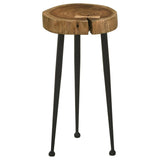 Keith Round Solid Tree Trunk Side Table Natural and Black | Full | Brown | Natural | 936181