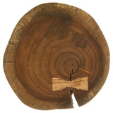 Keith Round Solid Tree Trunk Side Table Natural and Black | Full | Brown | Natural | 936181