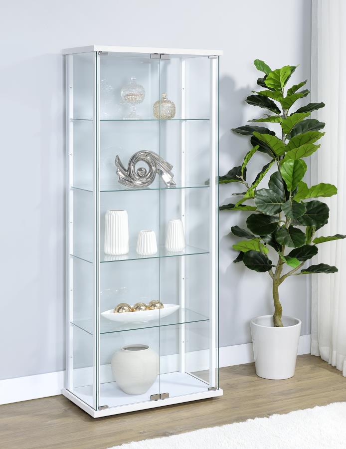 Delphinium 4-Shelf Clear Glass Curio Display Cabinet White