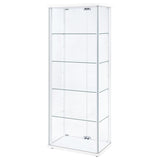 Delphinium 4-Shelf Clear Glass Curio Display Cabinet White