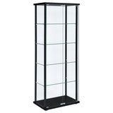 Delphinium 4-Shelf Clear Glass Curio Display Cabinet Black | Full | Black | 950170