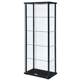 Delphinium 4-Shelf Clear Glass Curio Display Cabinet Black | Full | Black | 950170