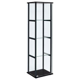 Cyclamen 4-shelf Clear Glass Curio Display Cabinet Black | Black | 950171