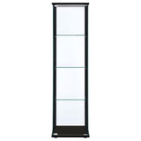 Cyclamen 4-shelf Clear Glass Curio Display Cabinet Black | Black | 950171