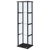 Cyclamen 4-shelf Clear Glass Curio Display Cabinet Black | Black | 950171